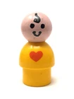 VTG Fisher Price Jumbo Chunky Little People 1984 Heart on front Yellow