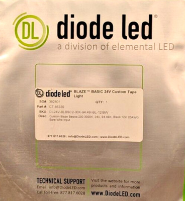 DIODE LED BLAZE BASICS 200 TAPE LIGHT 3000K 94.49IN BLACK 12IN 20AWG CT-85339