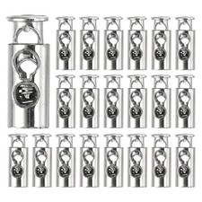 35Pcs Plastic Spring Cord Lock Dual Hole Toggle Stop Slider Clamp, White