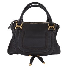 CHLOE Marcie Medium Black Grained Leather Satchel Women Shoulder Bag (FPP006559)