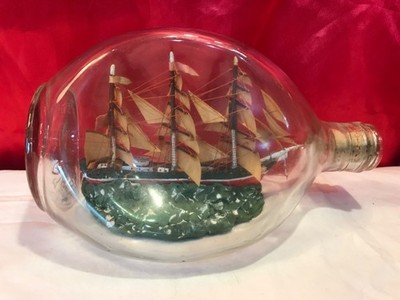 VINTAGE HAIGS GRÜBCHENSCHIFF IN EINER FLASCHE 3 MASTEN & RETTUNGSBOOTE AUF RÜSCHENMEE