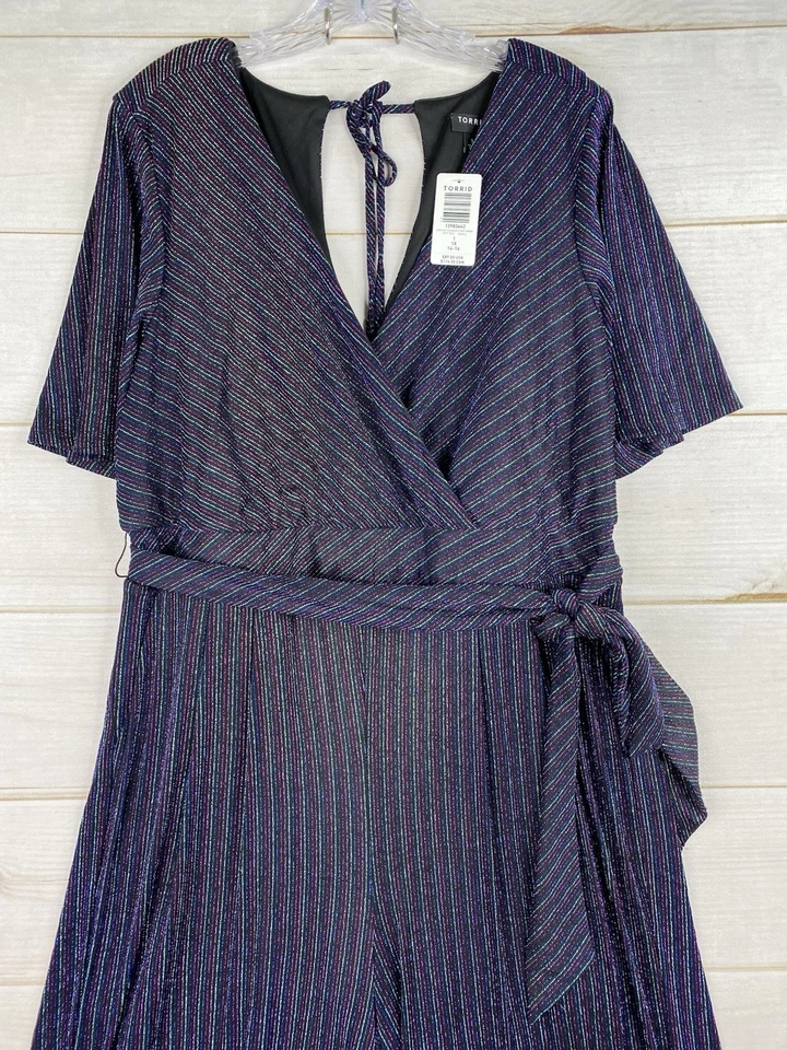 Mono Torrid Shimmer Suplice 1X Multi Arco Iris Rayas Pierna Ancha Retro Nuevo con Etiquetas Foto 2 de 4