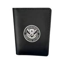 Perfect Fit Federal Style Double ID Card Case Duty Leather DHS Imprint Silver