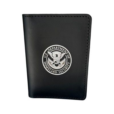 Perfect Fit Federal Style Double ID Card Case Duty Leather DHS Imprint Silver