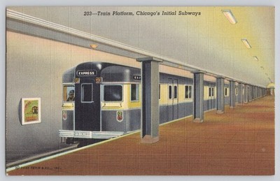 Postcard - Train Platform - Chicagos Initial Subways