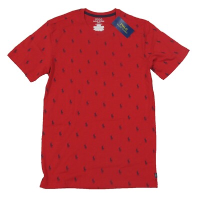 Polo Ralph Lauren Men's Red All Over Pony Logo Graphic Crew