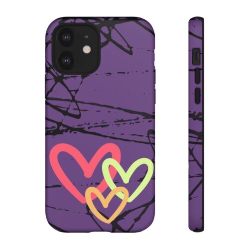 Hearts on Purple & Black Tough Handyhülle für iPhone, Samsung Galaxy, Goog Pixel - Bild 108 von 285