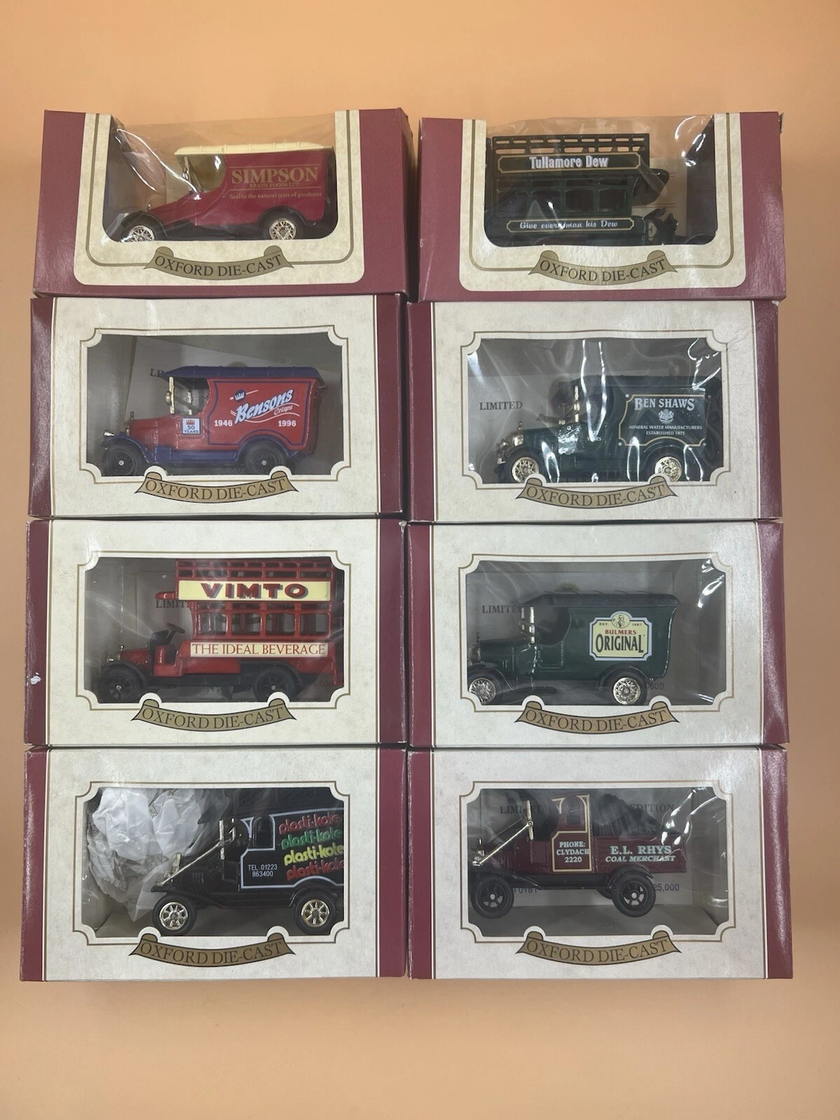 VANS 8 X Joblot Rara Oxford Metallo Die Cast Replica Consegna Furgone Certificato Lim Ed