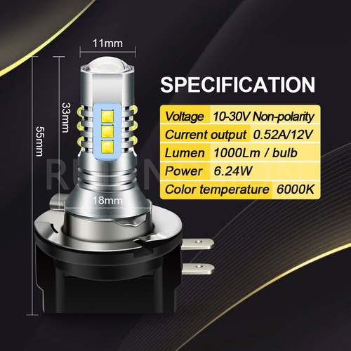 Ruiandsion H11B LED Bulb Car Fog Light Car Headlight CANBUS 10-30V White 1pair - Picture 2 of 8
