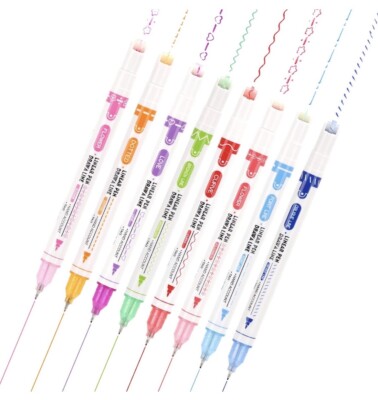 NEW Linear Roller Curve Pen Decor Scrapbook Journal Pens Set 8 Pens