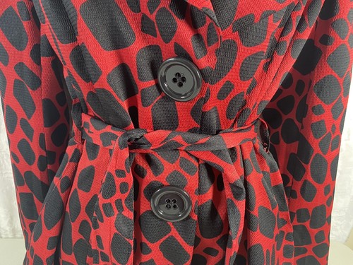 Donna Moore Blazer Womens Small Red Black Giraffe Button VNeck Career - Picture 3 of 10