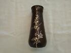 Heintz Art Metal Shop 7-1/2” Bronze Vase with Sterling Silver Grape Vine overlay