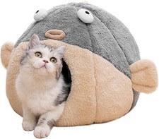 Camas para gatos de interior: cueva con almohada acolchada extra ble y lavable.