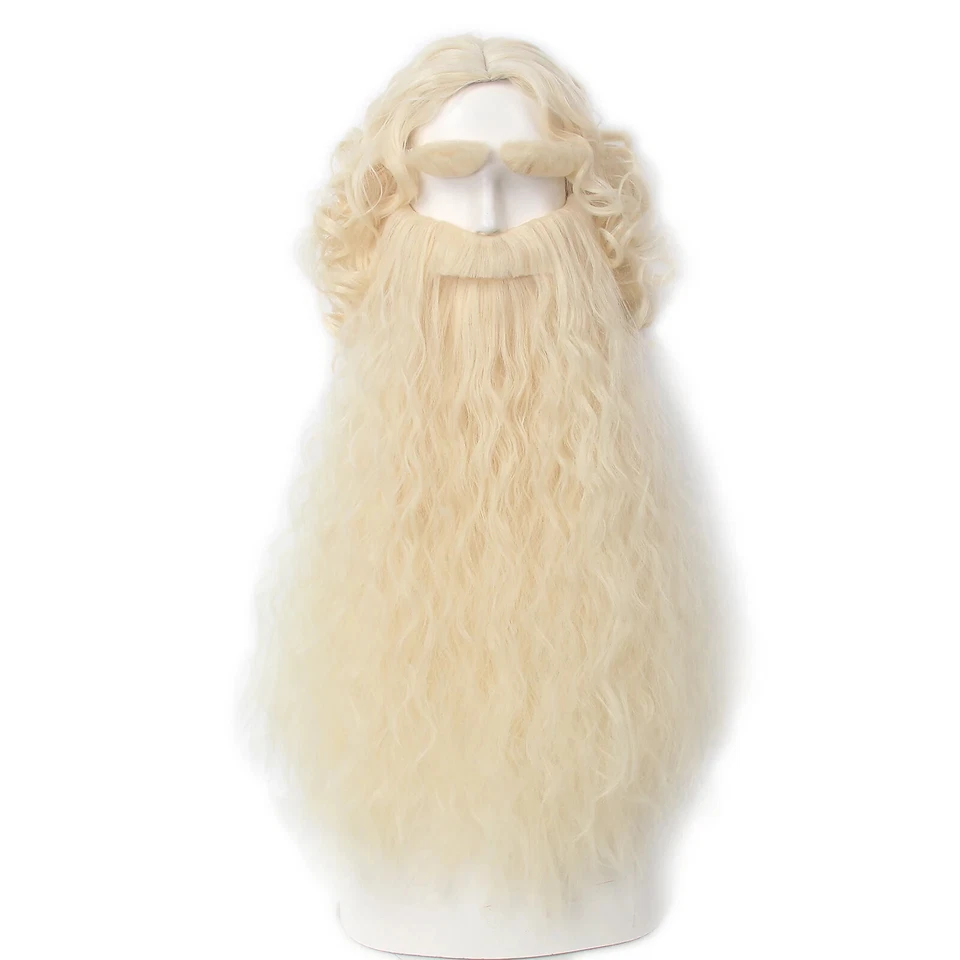 Juego de pelucas de cabello sintético resistente al calor barba de Papá Noel de Navidad uso con disfraces de carnaval Foto 3 de 4