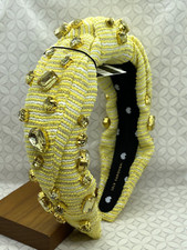 Lele Sadoughi Tweed Oversized Crystal Veronica Headband Canary Yellow