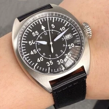 Tandorio 40mm Military Retro Black Dial Japan NH35 200m Sapphire Watches For Men