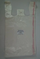 100 Qty. Milky Clear Grocery Plastic T-Shirt Bags w/ Handles Supermarket Retail
