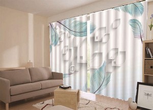 Light Blue Feather 3d Blockout Photo Curtain Print Curtains Fabric Kids Window Ebay