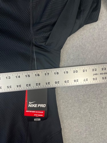 Nike Pro Fitted Compression Shirt Mens M Black Long Sleeve Mock Neck Dri Fit - Picture 7 of 12