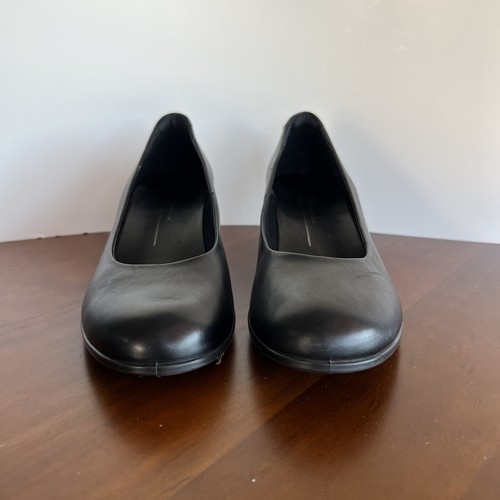 ECCO Dress Classic 35 Pump Black Leather Block Heels Sz EU 41 US 10 Womens - Picture 5 of 11