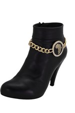 Women Gold Metal Chain Boot Bracelet Shoe Africa Continent Charm Adjustable Size