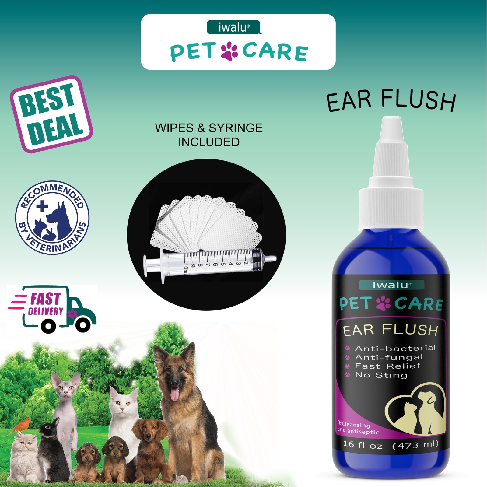 Ear Wash for DOGS Heal & Soothe Lick Safe CATS DOGS PETS Love It, SHIPS FREE