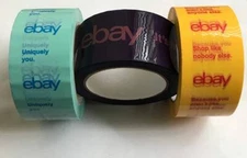 3 Set Lot Official EBAY Branded Package Tape Yellow Teal Purple  2"x75 yards New