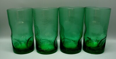 Morgantown THUMBPRINT (AVOCADO GREEN) 4-7/8'' Tumblers SET OF FOUR