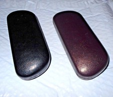 Black or Brown clamshell eyeglasses clam case hard sided snap close felt lined
