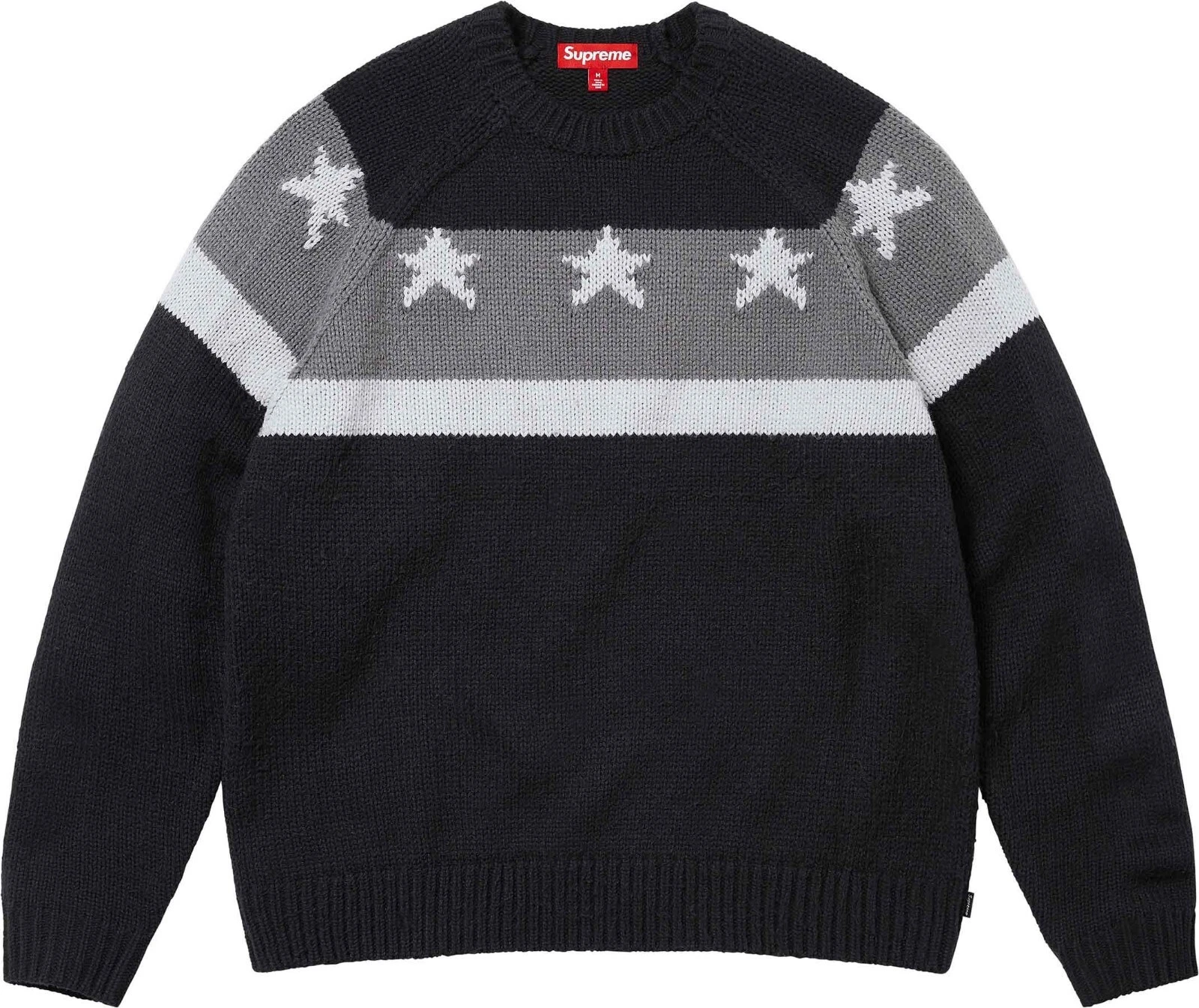 Pull pull tricot acrylique Supreme SS24 étoiles noir taille XXL neuf EN MAIN