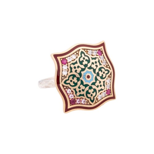 Motif Style Turkish Handmade All Authentic Jewelry Square Shape Ruby Set - Picture 6 of 11