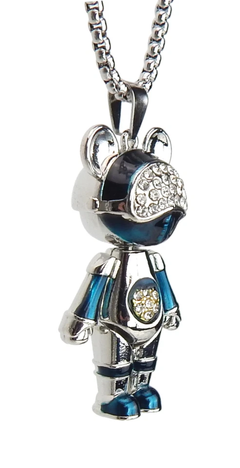 Ella Jonte Kette silber lange Halskette mit Frosch Anhänger blau oder rot - Bild 3 von 4