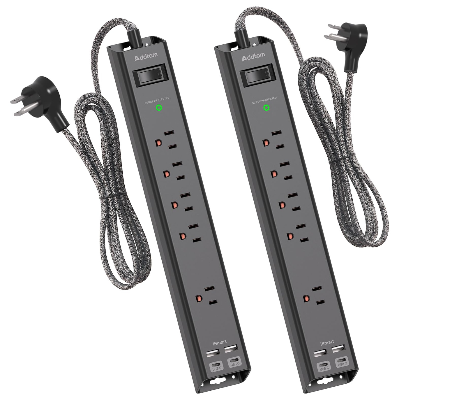 2 Pack Power Strip Surge Protector with USB C - Extension Cord with 5 Widely ...