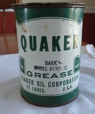 Vintage QUAKER MAID Dark Wheel Bearing Grease Can 1 Pound Can, some content 
