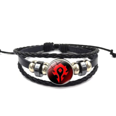 World of Warcraft Horde Symbol verstellbares Lederarmband