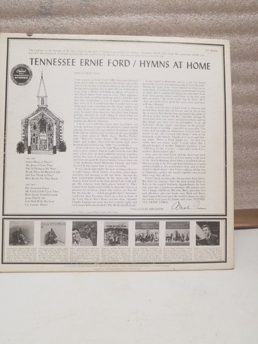 Hymns at Home by Tennessee Ernie Ford LP Capitol Records ST 1604 Jacket only - Picture 2 of 2