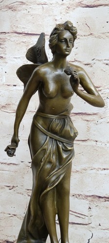 Bronze Fairy Angel Flowers Statue Sculpture Collectible Sign Classic Artwork Art - Picture 6 of 10