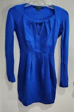 French Connection Womens Bodycon Dress Long Sleeve Slim Stretch Bright Blue Sz 2