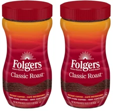 2 pack Folgers Classic Roast Instant Coffee Crystals, 16 oz. FREE shipping