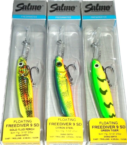 Salmo 9SD Freediver Crankbaits (Lot of 3-FD9-002-3.5")