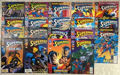 Superman Man of Steel VTG DC Comic Lot of 19 VF Newsstand Copies