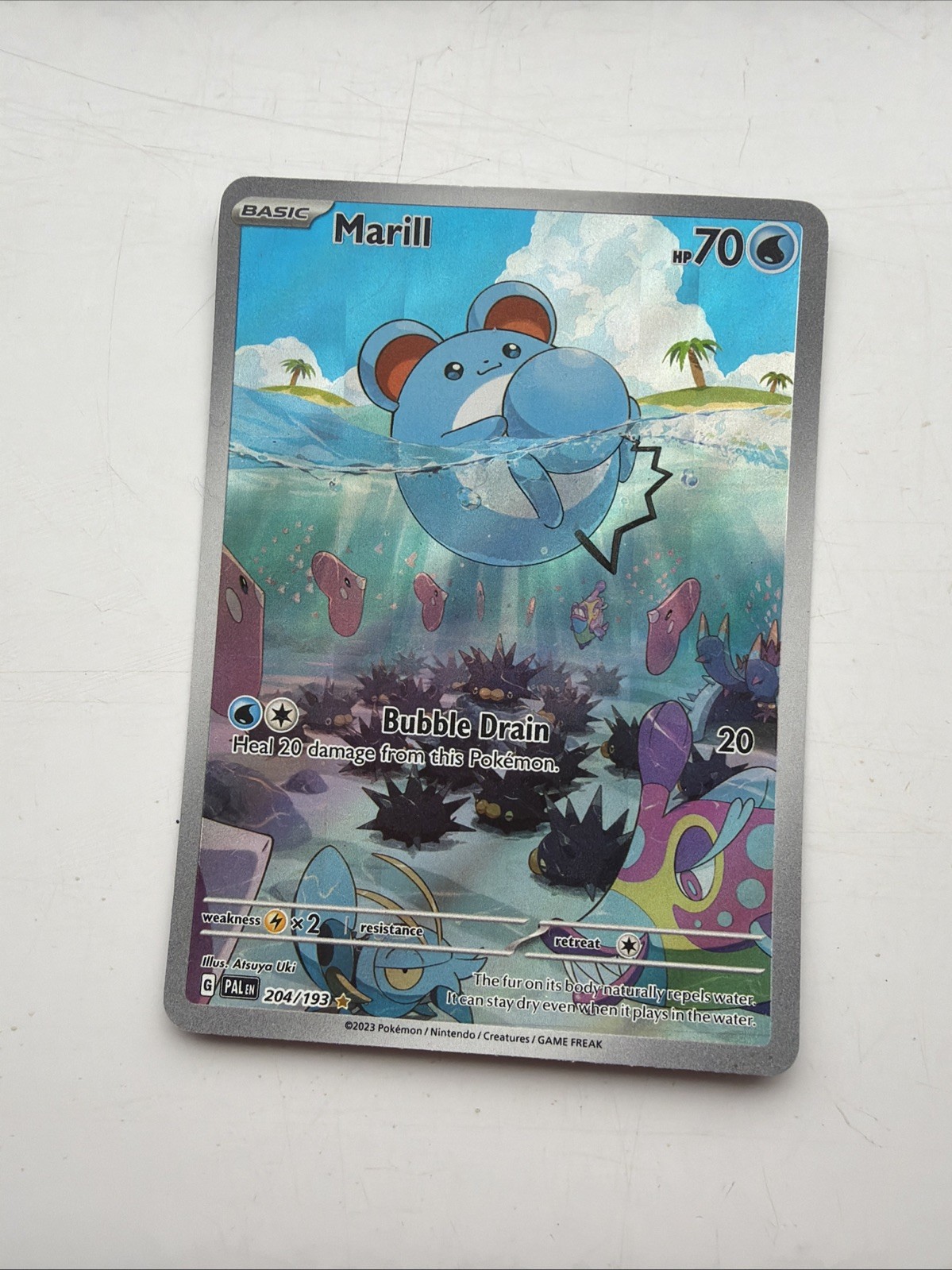 Pokémon Marill TCG Card 204/193 Paldea Evolved Illustration Rare, LP+ Condition