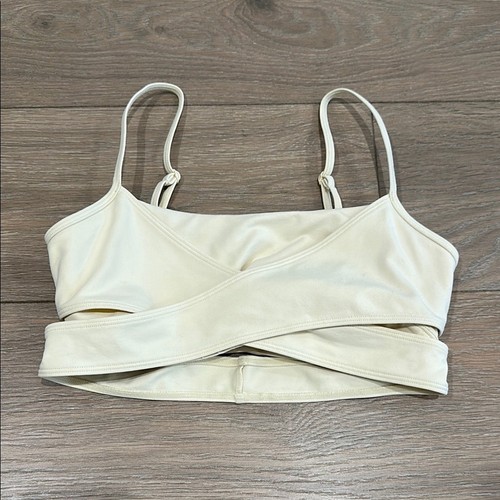 ALO YOGA French Vanilla Airbrush Enzo Bra Active Yoga Light Support Bra Top Sz S