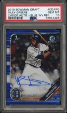 2019 Bowman Chrome Draft Riley Greene 1st Auto Blue Wave Ref/150 PSA 10 GEM MINT