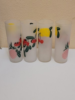 VTG 1950's Federal Glass Frosted Tom Collins Juice Glass Set of 4 6 Oz
