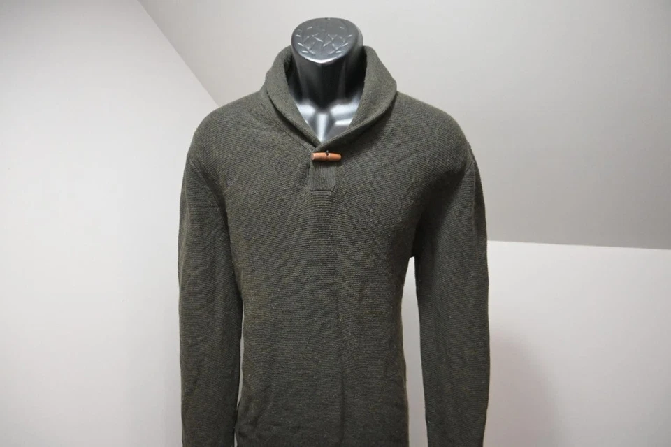 Suéter Banana Republic Cuello Chal Mezcla Lana Verde/Marrón Informal Para Hombres Talla XL Foto 3 de 4