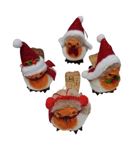 8 x Christmas Tree Robin Decoration Ornament 12.5 x 6 x 10cm Joyful Hanging Bird - Picture 4 of 5