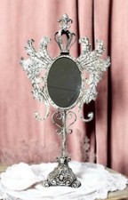 Clayre & Eef Spiegel Shabby Chic Weiß Flügel Krone Antikstil Franz. Lilie 68cm