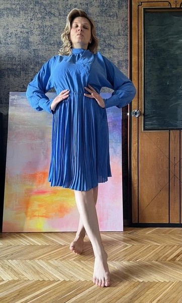 Women Crown Vintage Dress Navy 38 / M / 46