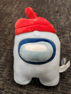 Among Us Plush 8'' Lt. Blue/White Crewmate w/Hat   E11D